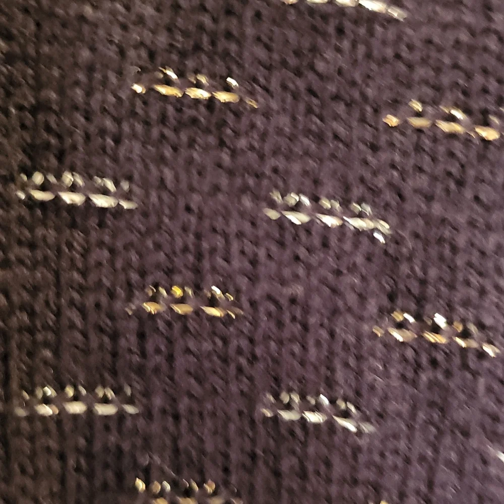 Vintage "Beverly Golderg Style" Acrylic Long Sleeve Metallic/Black Sweater - Picture 7 of 8